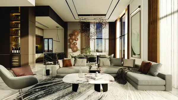 Ruang keluarga Courtyard Homes (ilustrasi)