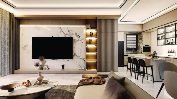 Ruang keluarga Courtyard Villas (ilustrasi)